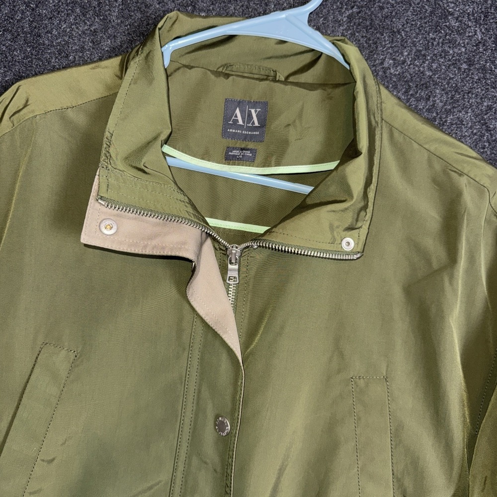 Armani Exchange Women's Sage Green/Tan Color‎ Block Windbreaker Jacket  Large